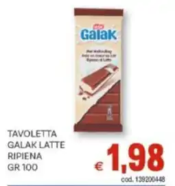 Vivo Supermercati Tavoletta galak latte ripiena offerta
