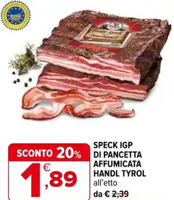 Iperal Speck igp di pancetta affumicata HANDL TYROL offerta