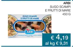 Coop ARBI SUGO SCAMPI E FRUTTI DI MARE offerta