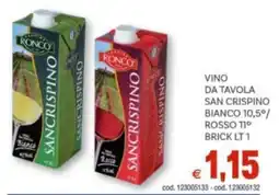 Vivo Supermercati Vino da tavola san crispino bianco 10,5°/ rosso 11° brick offerta