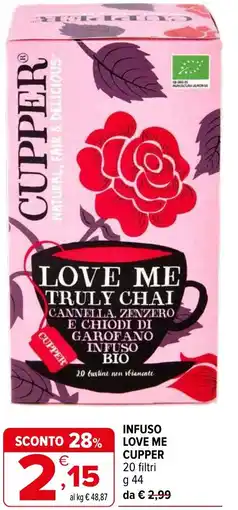 Iperal Infuso love me CUPPER 20 filtri offerta