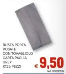 Vivo Supermercati Busta porta posate con tovagliolo carta paglia grey x125 pezzi offerta
