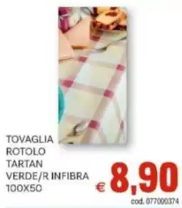 Vivo Supermercati Tovaglia rotolo tartan verde/r infibra 100x50 offerta
