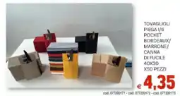Vivo Supermercati Tovaglioli piega 1/6 pocket bordeaux/ marrone/ canna di fucile x50 pezzi offerta