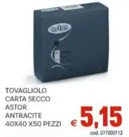 Vivo Supermercati Tovagliolo carta secco astor antracite 40x40x50 pezzi offerta