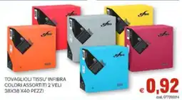 Vivo Supermercati Tovaglioli tissu' infibra colori assortiti 2 veli 38x38 x40 pezzi offerta