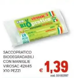 Vivo Supermercati Saccopratico biodegradabili con maniglie virosac 42x45 x10 pezzi offerta