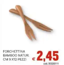 Vivo Supermercati Forchettina bamboo natur. cm 9 x12 pezzi offerta