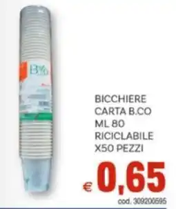 Vivo Supermercati Bicchiere carta b.co riciclabile x50 pezzi offerta