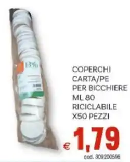 Vivo Supermercati Coperchi carta/pe per bicchiere riciclabile x50 pezzi offerta