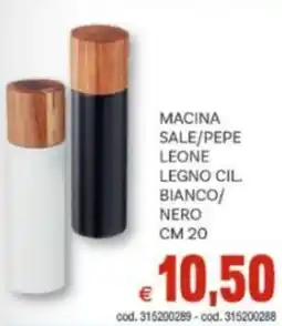 Vivo Supermercati Macina sale/pepe leone legno cil bianco/ nero cm 20 offerta