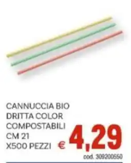 Vivo Supermercati Cannuccia bio dritta color compostabili cm 21 x500 pezzi offerta