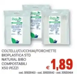 Vivo Supermercati Coltelli/cucchiai/forchette bioplastica std natural bibo compostabili x50 pezzi offerta
