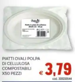 Vivo Supermercati Piatti ovali polpa di cellulosa compostabili x50 pezzi offerta