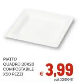 Vivo Supermercati Piatto quadro 20x20 compostabile x50 pezzi offerta