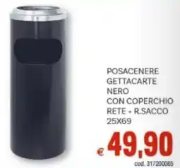 Vivo Supermercati Posacenere gettacarte nero con coperchio rete+ r.sacco 25x69 offerta