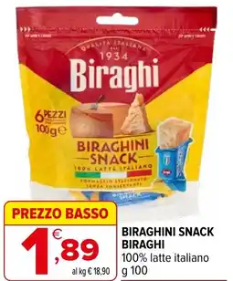 Iperal Biraghini snack BIRAGHI 100% latte italiano offerta