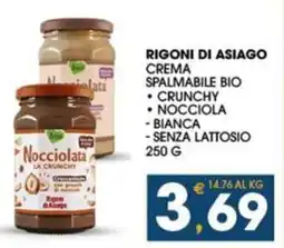 SeBón Supermercati Rigoni di asiago crema spalmabile bio offerta