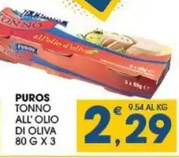 SeBón Supermercati Puros tonno all'olio di oliva offerta