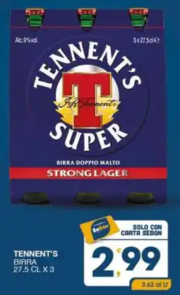 SeBón Supermercati Tennent's birra offerta