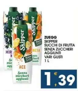 SeBón Supermercati Zuegg skipper succhi di frutta ncia senza zuccheri aggiunti vari gusti offerta