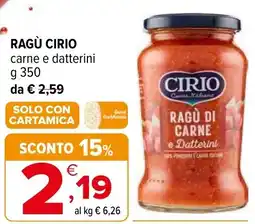 Iperal Ragù CIRIO offerta