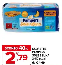 Iperal Salviette pampers sole e luna 2x52 pezzi offerta