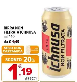 Iperal Birra non filtrata ICHNUSA offerta