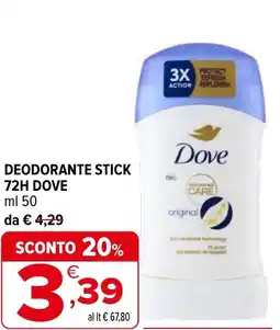 Iperal Deodorante stick 72H DOVE offerta