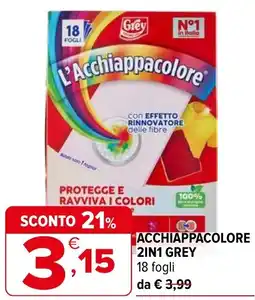Iperal Acchiappacolore 2in1 GREY 18 fogli offerta