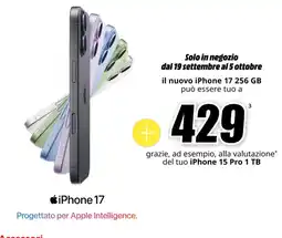 MediaWorld il nuovo iPhone 17 256 GB offerta