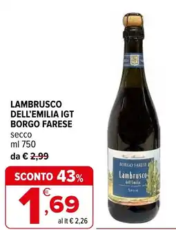 Iperal Lambrusco dell'emilia IGT BORGO FARESE offerta