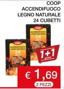 Coop COOP ACCENDIFUOCO LEGNO NATURALE 24 CUBETTI offerta