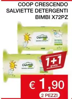Coop COOP CRESCENDO SALVIETTE DETERGENTI BIMBI X72PZ offerta