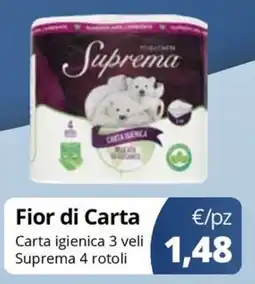 Acqua & Sapone Fior di Carta Carta igienica 3 veli Suprema 4 rotoli offerta