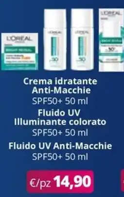 Acqua & Sapone L'Oréal Crema idratante Anti-Macchie SPF50+ offerta