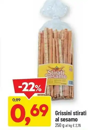DPiù Stirati sesamo grissini stirati al sesamo 250 g offerta