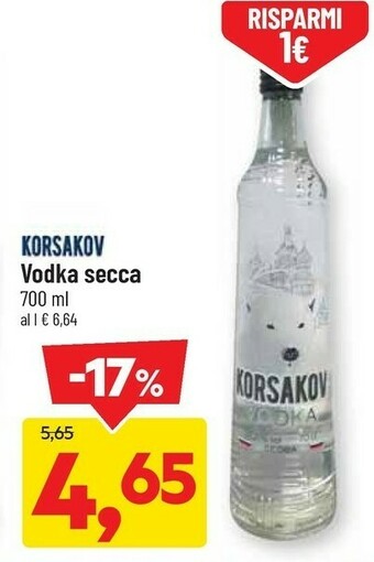 DPiù Korsakov vodka secca 700 ml offerta