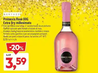 DPiù Bertuzzi prosecco rose 750 ml offerta