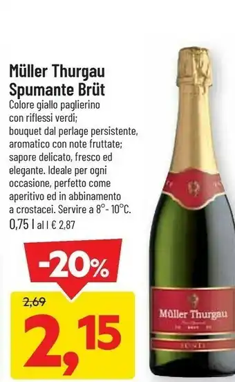 DPiù Muller thurgau spumante 750 ml offerta