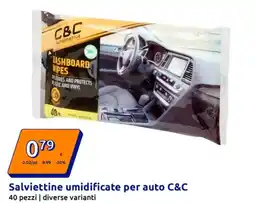 Action Salviettine umidificate per auto C&C 40 pezzi offerta