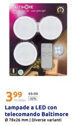 Action Lampade a LED con telecomando Baltimore offerta