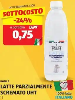ALDI Bonlà latte parzialmente scremato uht offerta
