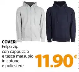 Famila Superstore COVERI Felpa zip con cappuccio e tasca marsupio in cotone e poliestere offerta