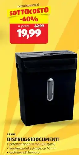 ALDI Crane distruggidocumenti offerta