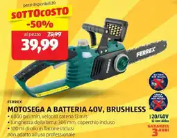 ALDI Ferrex motosega a batteria 40v, brushless offerta