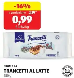 ALDI Buon'ora trancetti al latte offerta