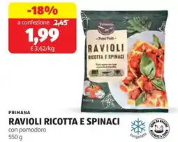 ALDI Primana ravioli ricotta e spinaci offerta