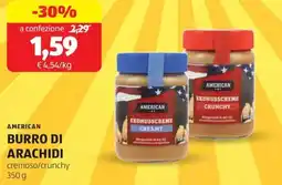 ALDI American burro di arachidi cremoso/crunchy offerta