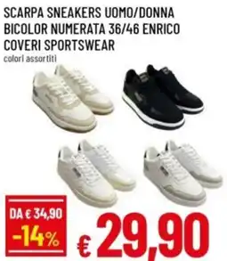 Famila Scarpa sneakers uomo/donna bicolor numerata 36/46 enrico coveri sportswear offerta
